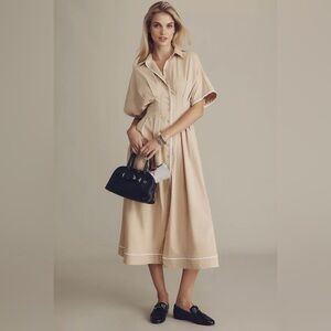 Exquise Tobie Shirt Dress with White Tipping , Sz Small , New